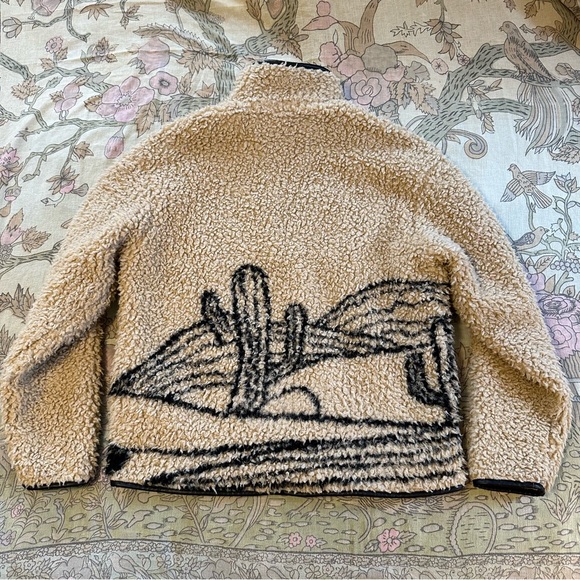 NWOT Viral 🔥 Desert Cactus Zara Sherpa Fleece Pull Over S/M - Picture 5 of 7